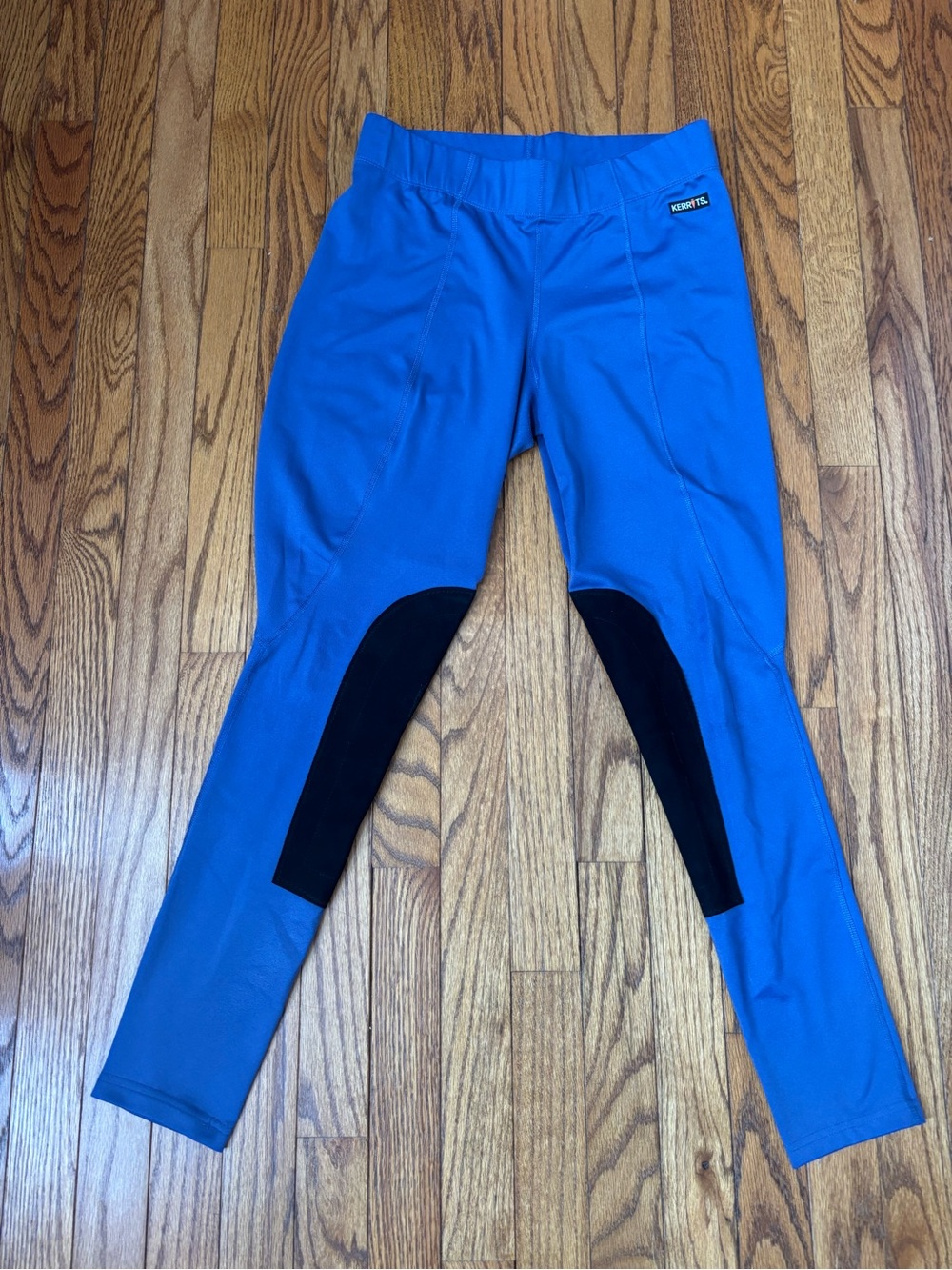 Kerrits Blue Riding Tights with Black Knee Patches Size L